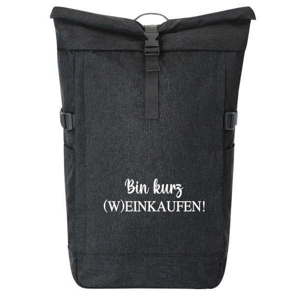 Kurierrucksack Bin kurz (W)Einkaufen Schriftzug 30-44 Liter Black Melange