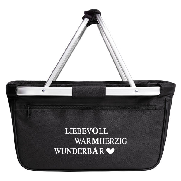 Einkaufskorb faltbar Liebevoll Warmherzig Wunderbar Oma 20 Liter Tragekorb Black