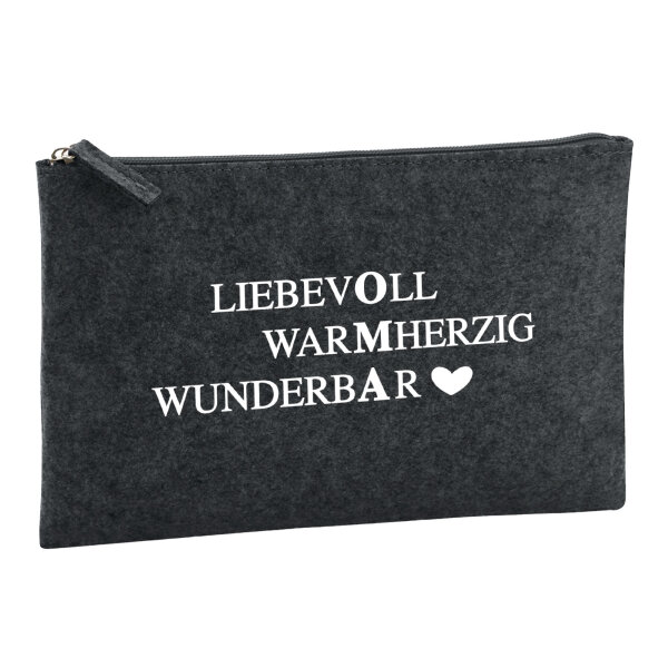 Kulturbeutel Liebevoll Warmherzig Wunderbar Oma 1 Liter Filz Charcoal Kosmetiktasche