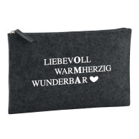 Kulturbeutel Liebevoll Warmherzig Wunderbar Oma 1 Liter Filz Charcoal Kosmetiktasche