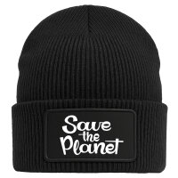 Beanie Save the Planet Schriftzug Black Mütze