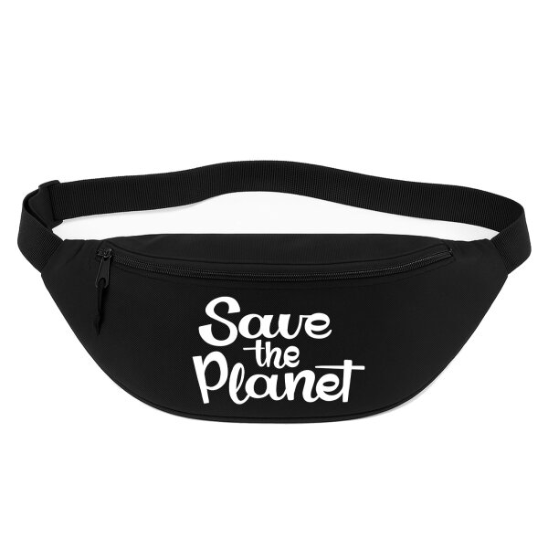 Bauchtasche Save the Planet Schriftzug 2,5 Liter Black Crossbody Bag