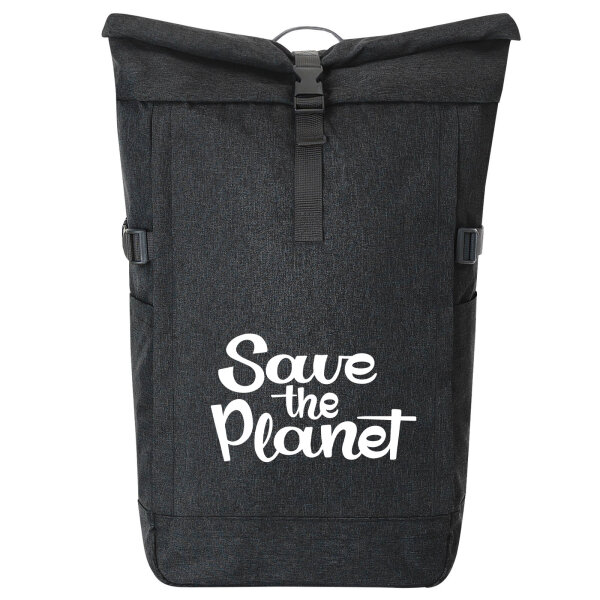 Kurierrucksack Save the Planet Schriftzug 30-44 Liter Black Melange
