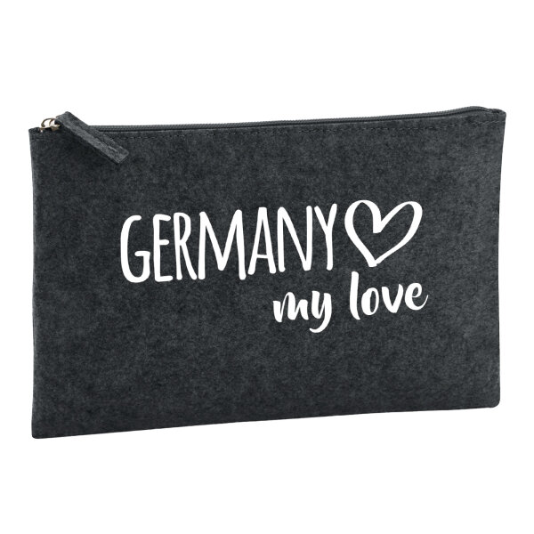 Kulturbeutel Germany my love 1 Liter Filz Charcoal Kosmetiktasche