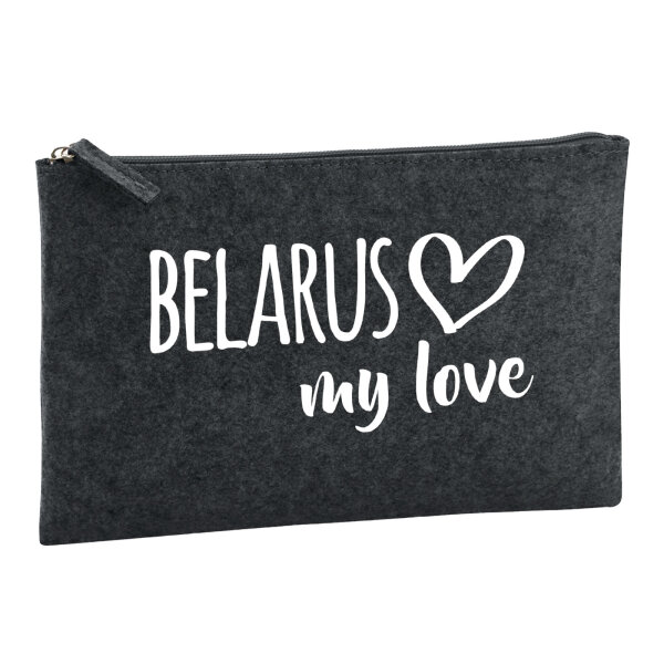 Kulturbeutel Belarus my love 1 Liter Filz Charcoal Kosmetiktasche