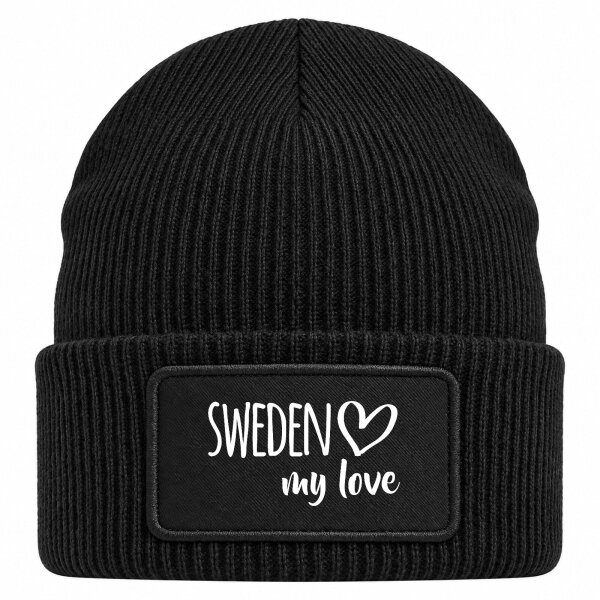 Beanie mit Patch Sweden my love Black