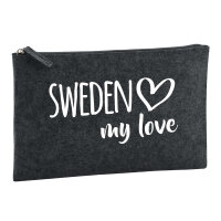 Kulturbeutel Sweden my love 1 Liter Filz Charcoal...