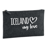 Kulturbeutel Iceland my love 1 Liter Filz Charcoal...