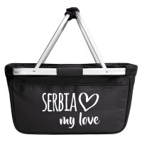Einkaufskorb faltbar Serbia my love 20 Liter Tragekorb Black