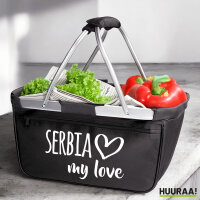 Einkaufskorb faltbar Serbia my love 20 Liter Tragekorb Black