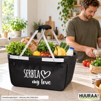 Einkaufskorb Serbia my love in Black, faltbar, 20 Liter
