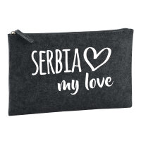 Kulturbeutel Serbia my love 1 Liter Filz Charcoal...