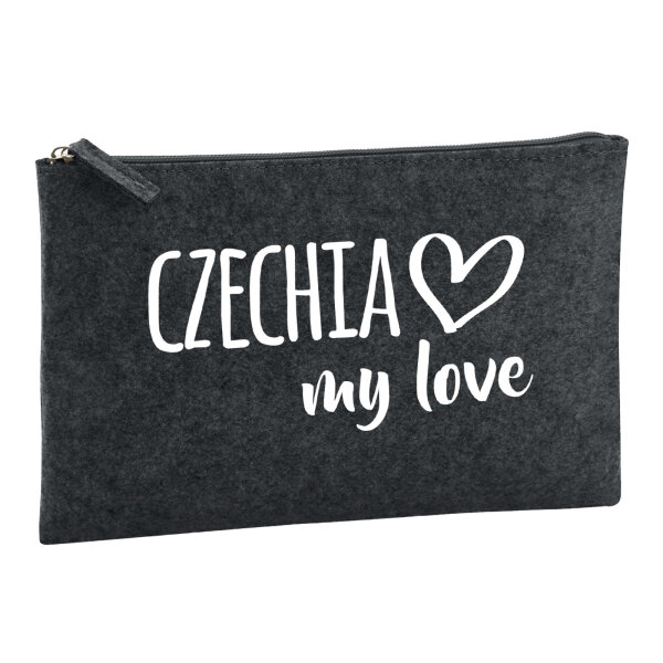 Kulturbeutel Czechia my love 1 Liter Filz Charcoal Kosmetiktasche