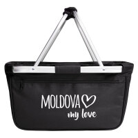 Einkaufskorb Moldova my love in Black, faltbar, 20 Liter