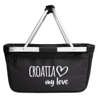 Einkaufskorb Croatia my love in Black, faltbar, 20 Liter
