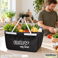 Einkaufskorb Croatia my love in Black, faltbar, 20 Liter