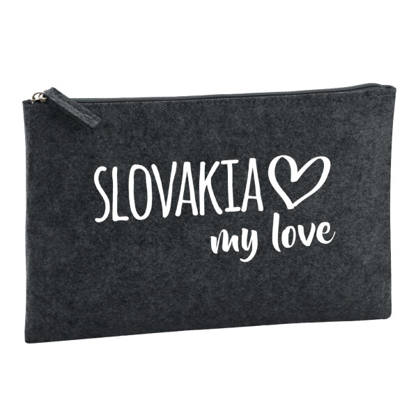 Kulturbeutel Slovakia my love 1 Liter Filz Charcoal Kosmetiktasche