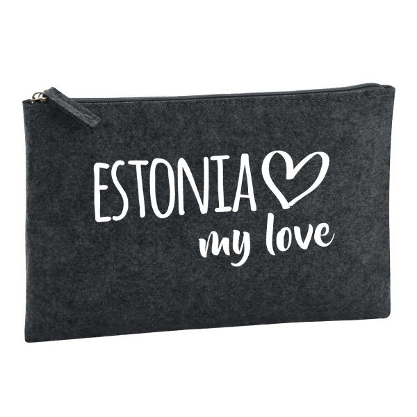 Kulturbeutel Estonia my love 1 Liter Filz Charcoal Kosmetiktasche