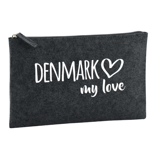 Kulturbeutel Denmark my love 1 Liter Filz Charcoal Kosmetiktasche