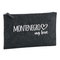Kulturbeutel Montenegro my love 1 Liter Filz Charcoal Kosmetiktasche