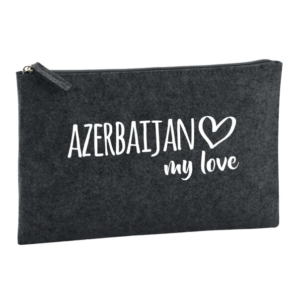 Kulturbeutel Azerbaijan my love 1 Liter Filz Charcoal Kosmetiktasche