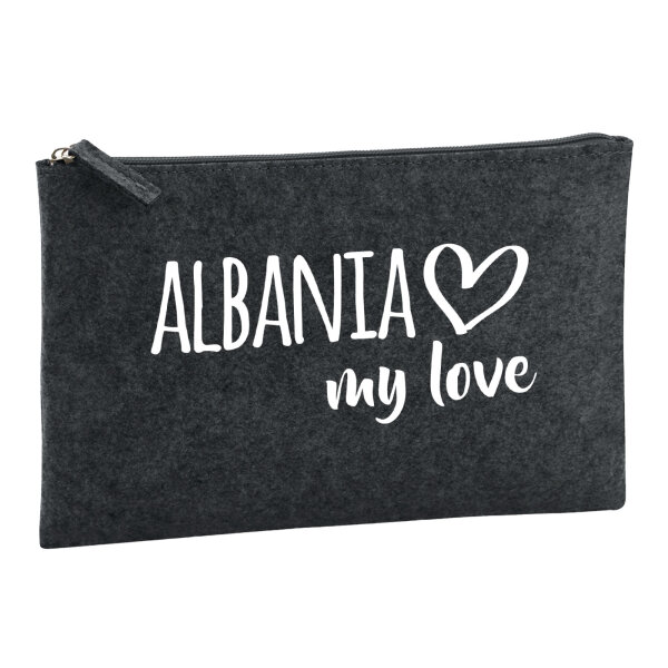 Kulturbeutel Albania my love 1 Liter Filz Charcoal Kosmetiktasche