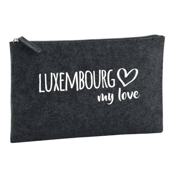 Kulturbeutel Luxembourg my love 1 Liter Filz Charcoal Kosmetiktasche