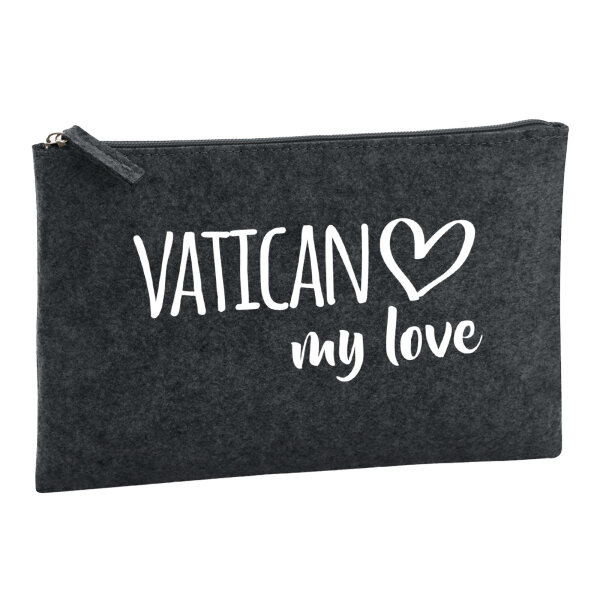 Kulturbeutel Vatican my love 1 Liter Filz Charcoal Kosmetiktasche