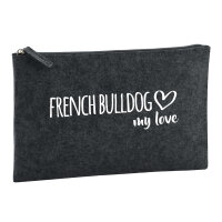 Kulturbeutel French Bulldog my love 1 Liter Filz Charcoal...