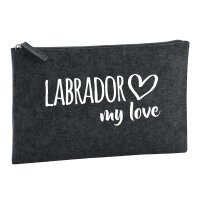 Kulturbeutel Labrador my love 1 Liter Filz Charcoal...