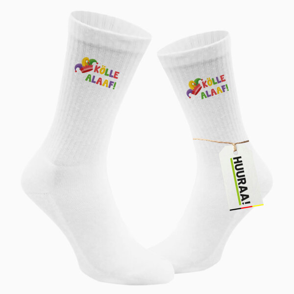 Socken Kölle Alaaf Narrenkappe Größe 37/46 White Motiv Tennissocken