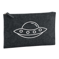 Kulturbeutel Raumschiff UFO 1 Liter Filz Charcoal...