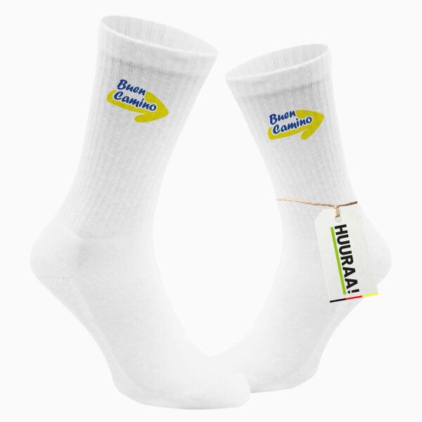 Socken Buen Camino Pfeil Größe 37/46 White Motiv Tennissocken