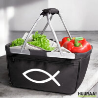 Einkaufskorb faltbar Fisch Symbol 20 Liter Tragekorb Black