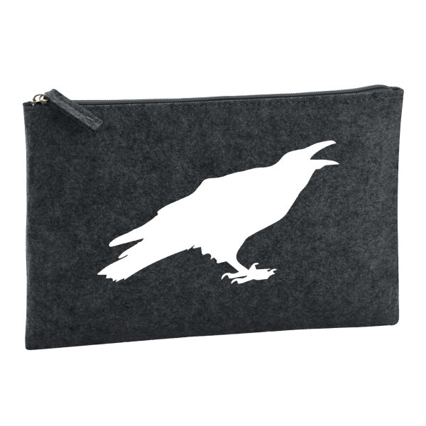 Kulturbeutel Rabe Silhouette 1 Liter Filz Charcoal Kosmetiktasche