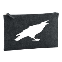Kulturbeutel Rabe Silhouette 1 Liter Filz Charcoal Kosmetiktasche