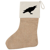 Weihnachtsstrumpf Rabe Silhouette Beige