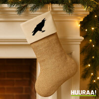Weihnachtsstrumpf Rabe Silhouette Beige