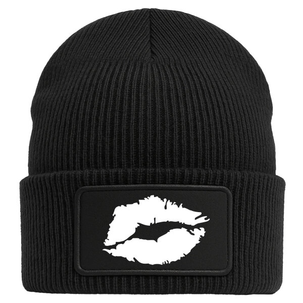 Beanie Kussmund Lippen Black Mütze