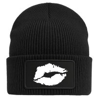Beanie Kussmund Lippen Black Mütze
