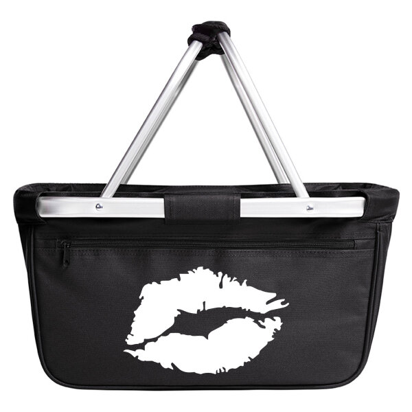 Einkaufskorb faltbar Kussmund Lippen 20 Liter Tragekorb Black