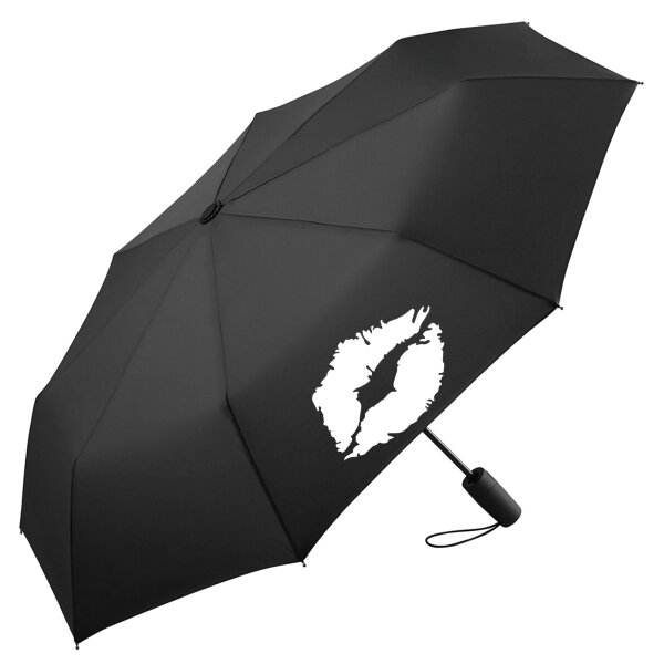 Regenschirm Kussmund Lippen 98cm Schwarz