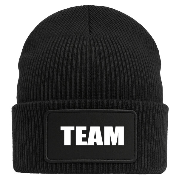 Beanie Team Schriftzug Black Mütze