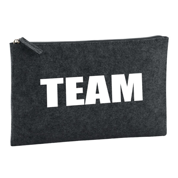 Kulturbeutel Team Schriftzug 1 Liter Filz Charcoal Kosmetiktasche