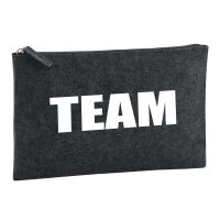 Kulturbeutel Team Schriftzug 1 Liter Filz Charcoal Kosmetiktasche