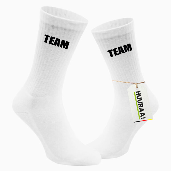 Socken Team Schriftzug Größe 37/46 White Motiv Tennissocken