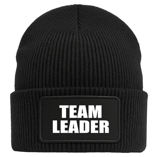 Beanie Team Leader Schriftzug Black Mütze