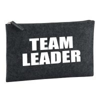 Kulturbeutel Team Leader Schriftzug 1 Liter Filz Charcoal Kosmetiktasche