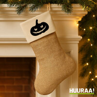 Weihnachtsstrumpf Halloween Kürbis Pumpkin Beige