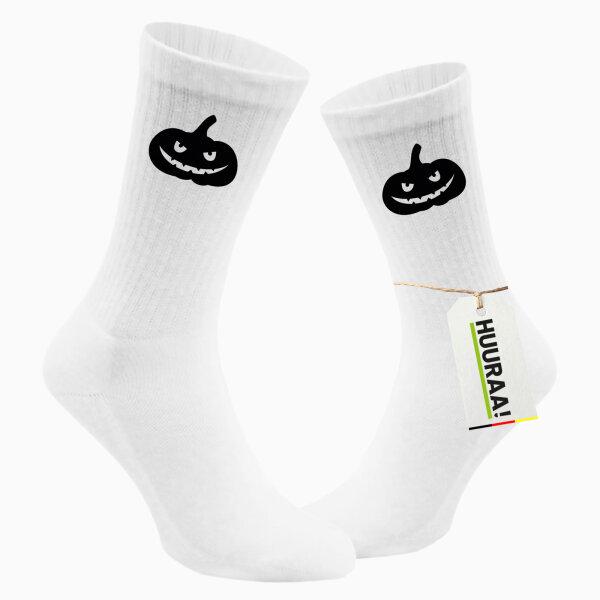 Socken Halloween Kürbis Pumpkin Größe 37/46 White Motiv Tennissocken